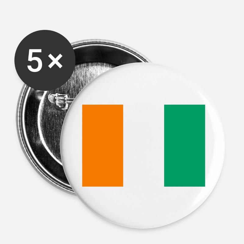 Ivory Coast / Flag of Côte d'Ivoire - Buttons large 2.2''/56 mm (5-pack) - white