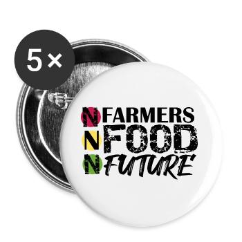 No Farmers no Food no Future Bauernprotest Spruch - Buttons groß 56 mm (5er Pack) - Weiß - Vorne