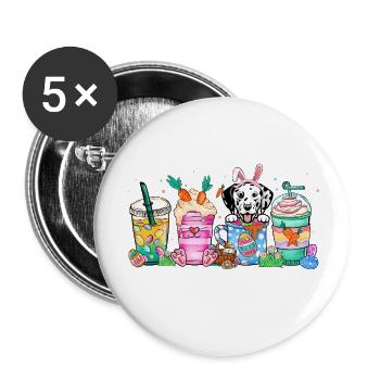 Chien café pâques dalmatie 4500x5400Dalmatie Chien - Lot de 5 grands badges (56 mm) - blanc - Devant