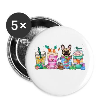 Café chien de Pâques bouledogue français 4500x5400Français Bu - Lot de 5 grands badges (56 mm) - blanc - Devant