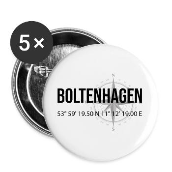 Koordinaten Boltenhagen - Buttons groß 56 mm (5er Pack) - Weiß - Vorne