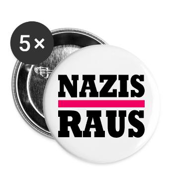 Nazis raus - Buttons groß 56 mm (5er Pack) - Weiß - Vorne