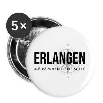 Koordinaten Erlangen - Buttons groß 56 mm (5er Pack) - Weiß - Vorne