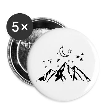 Starry Night - Mountain Nature Gift - Buttons large 2.2''/56 mm (5-pack) - white - Front