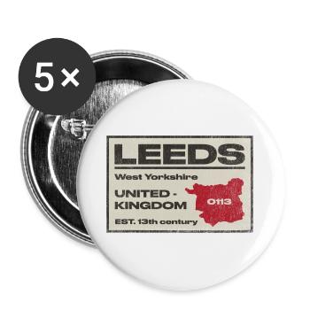 Leeds West Yorkshire Emblem - Buttons large 2.2''/56 mm (5-pack) - white - Front