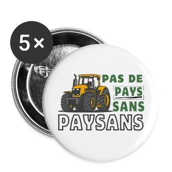 Pas de pays sans paysans - Lot de 5 grands badges (56 mm) - blanc - Devant