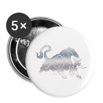 Bull Bull Head Head Logo Steak Beast Gym Horn - Buttons large 2.2''/56 mm (5-pack) - white - Front