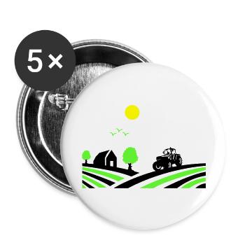 Tractor Farm - Buttons large 2.2''/56 mm (5-pack) - white - Front