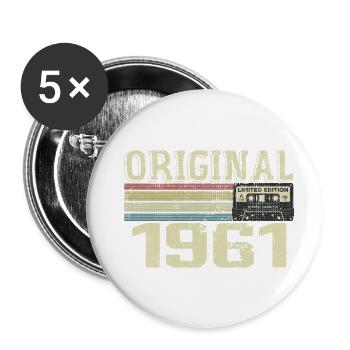 1961 Geburtstagsfeiern - 1961 Retro Geschenk - Buttons groß 56 mm (5er Pack) - Weiß - Vorne