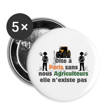 Soutenons les agriculteurs - Paris - Lot de 5 grands badges (56 mm) - blanc - Devant