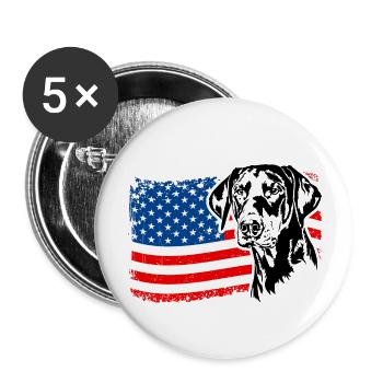 Doberman America Flag Dogs Dobie Wilsigns - Buttons large 2.2''/56 mm (5-pack) - white - Front