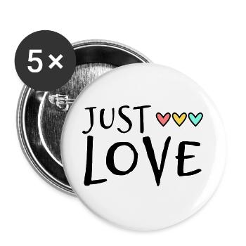 HERZ. HERZ. VALENTINSTAG. LIEBE. LIEBE. PAAR. - Buttons groß 56 mm (5er Pack) - Weiß - Vorne