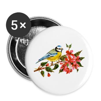Colorful bird - Buttons large 2.2''/56 mm (5-pack) - white - Front