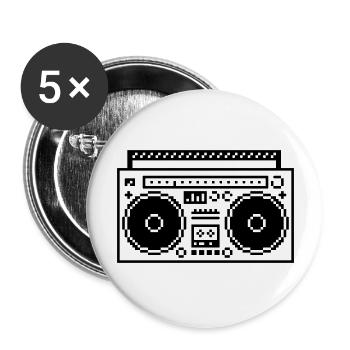 8bit Pixel Boombox - Buttons groß 56 mm (5er Pack) - Weiß - Vorne