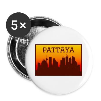 Pattaya Skyline Sonnenuntergang - Buttons groß 56 mm (5er Pack) - Weiß - Vorne