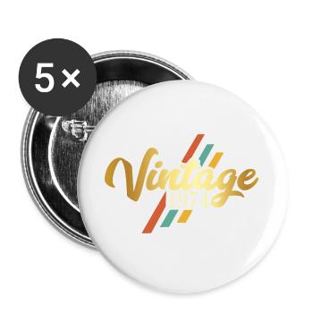 Vintage 1974 Geburtstag Sprüche Retro Stil - Buttons groß 56 mm (5er Pack) - Weiß - Vorne