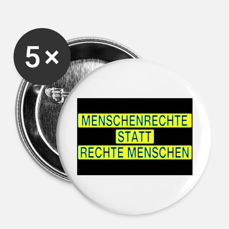 Menschenrechte statt rechte Menschen - Buttons groß 56 mm (5er Pack) - Weiß