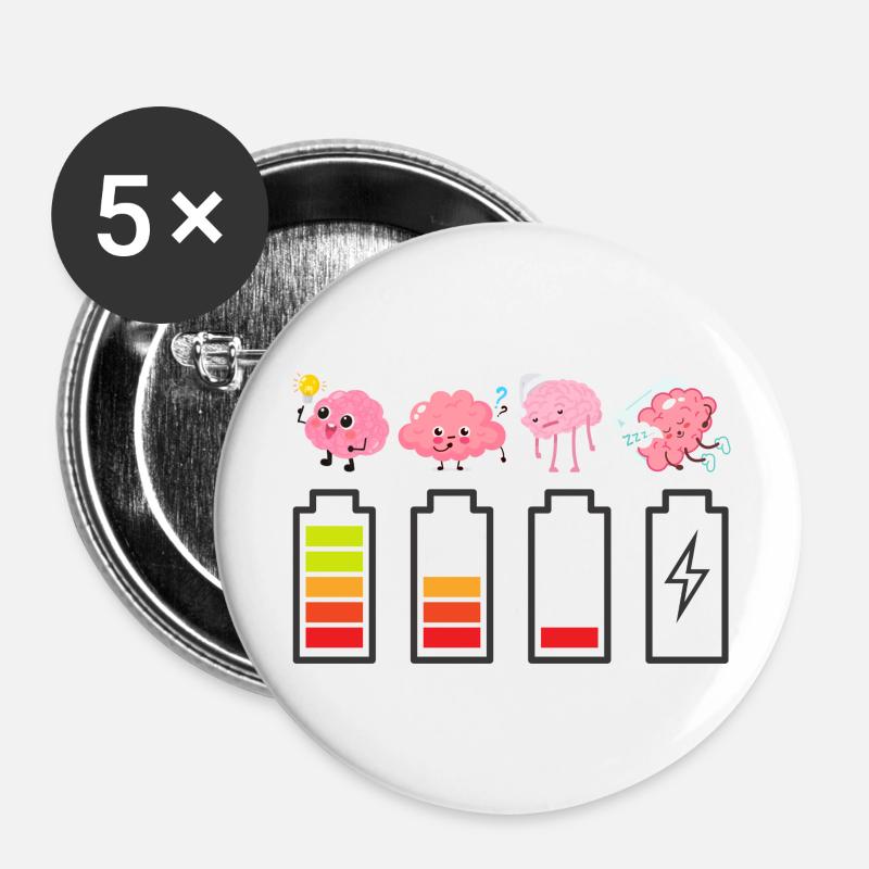 Cerveaux de batterie - Lot de 5 grands badges (56 mm) - blanc