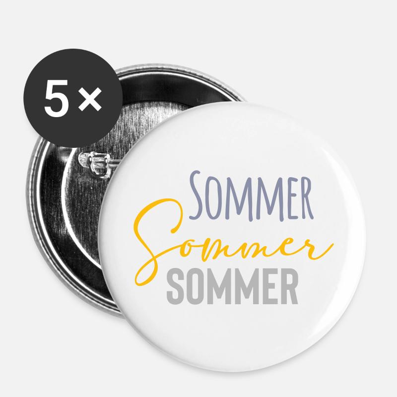 sommer - Buttons groß 56 mm (5er Pack) - Weiß