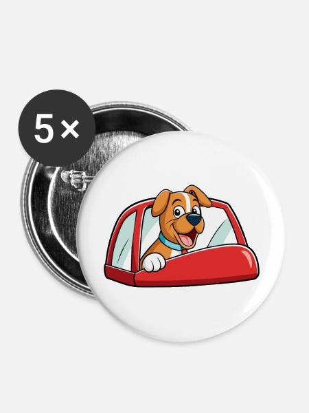 Fröhliche Boxer-Toasting-Kunst - Buttons groß 56 mm (5er Pack) - Weiß