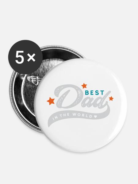 Bester Vater der Welt - Buttons groß 56 mm (5er Pack) - Weiß