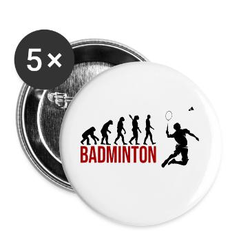 Evolution Badminton - Buttons groß 56 mm (5er Pack) - Weiß - Vorne