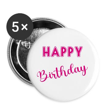 JAHRESTAG. ALLES GUTE ZUM GEBURTSTAG - Buttons groß 56 mm (5er Pack) - Weiß - Vorne