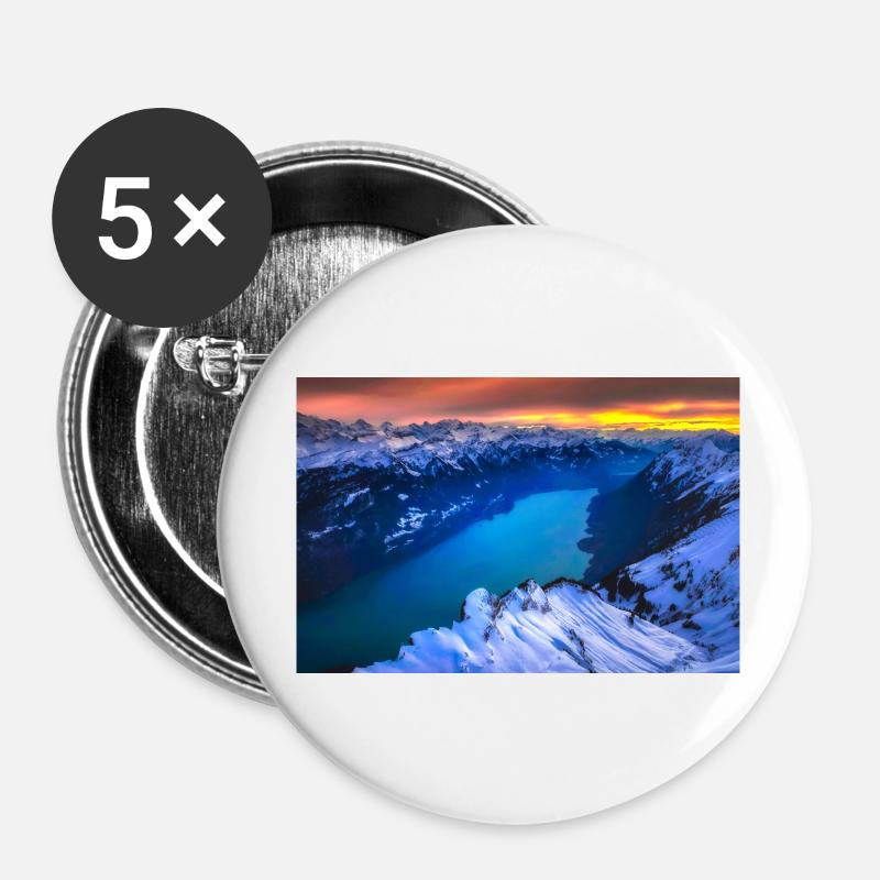WINTER ALPS LAKE - Buttons large 2.2''/56 mm (5-pack) - white