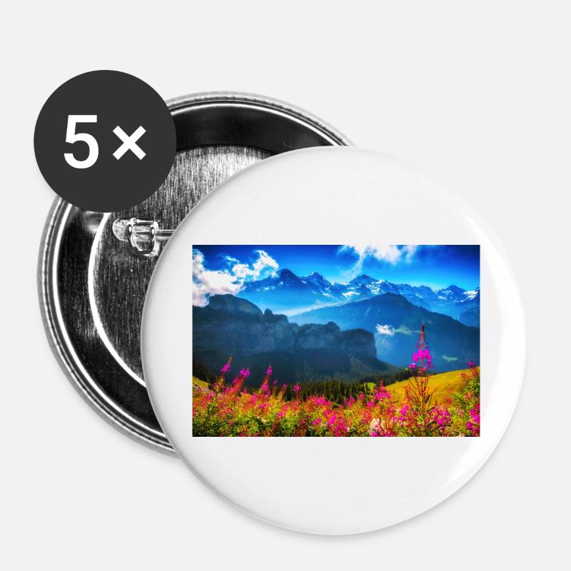 SUMMER ALPS - Buttons large 2.2''/56 mm (5-pack) - white