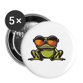 Frosch Lustig Cool - Buttons groß 56 mm (5er Pack) - Weiß - Vorne