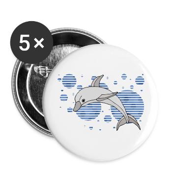 Delfin - Buttons groß 56 mm (5er Pack) - Weiß - Vorne