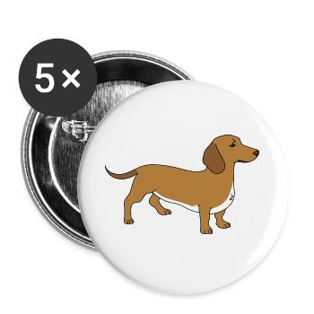 Dachshund - Buttons large 2.2''/56 mm (5-pack) - white - Front