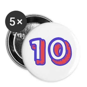 10. 10 JAHRE. 10-JÄHRIGES JUBILÄUM. 10-JÄHRIGES JUBILÄUM. - Buttons groß 56 mm (5er Pack) - Weiß - Vorne