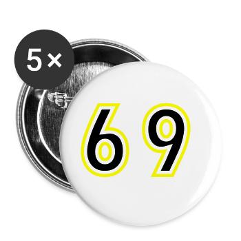 69 Zahl College - Buttons groß 56 mm (5er Pack) - Weiß - Vorne