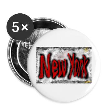 New York Street Art - Buttons large 2.2''/56 mm (5-pack) - white - Front
