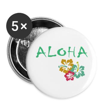 ALOHA - Buttons groß 56 mm (5er Pack) - Weiß - Vorne