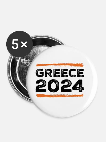 Greece 2024 Spruch - Buttons groß 56 mm (5er Pack) - Weiß