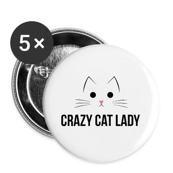 crazy cat lady katze katzenmama haustier süß - Buttons groß 56 mm (5er Pack) - Weiß - Vorne
