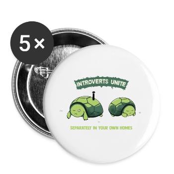 Introverts Unite Schildkröten - Buttons groß 56 mm (5er Pack) - Weiß - Vorne
