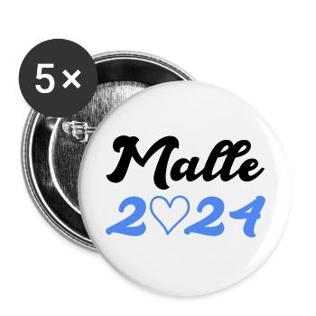 Malle 2024 Coeur - Lot de 5 grands badges (56 mm) - blanc - Devant