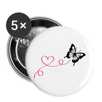 Butterfly Love - Buttons large 2.2''/56 mm (5-pack) - white - Front