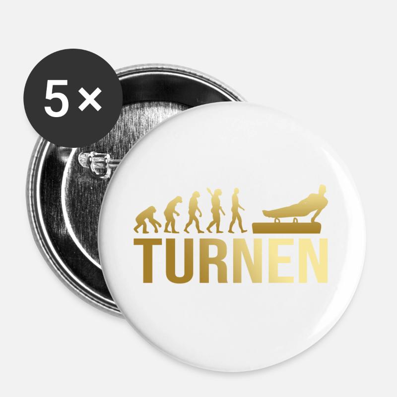 Evolution Turnen - Buttons groß 56 mm (5er Pack) - Weiß