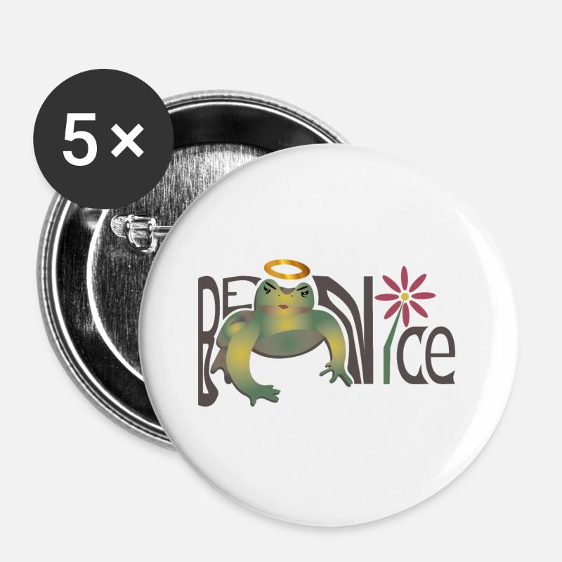 Be Nice - Buttons large 2.2''/56 mm (5-pack) - white