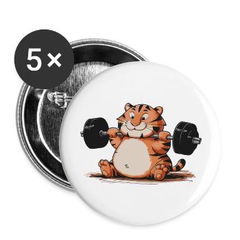 GYMNASE TIGRE - Lot de 5 grands badges (56 mm) - blanc - Devant