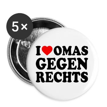I love omas gegen rechts - Buttons groß 56 mm (5er Pack) - Weiß - Vorne