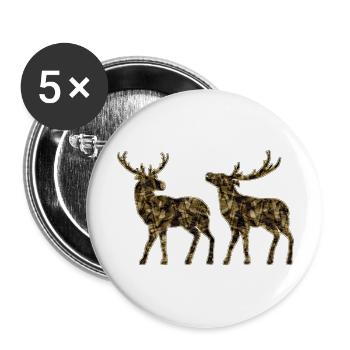 Cerf - Lot de 5 grands badges (56 mm) - blanc - Devant