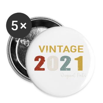 Original parts 2021 - Cadeau d Anniversaire 3 ans - Lot de 5 grands badges (56 mm) - blanc - Devant