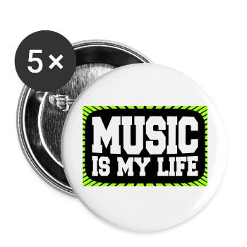 Music Is My Life Musik Ist Mein Leben Liebe Spruch - Buttons large 2.2''/56 mm (5-pack) - white - Front