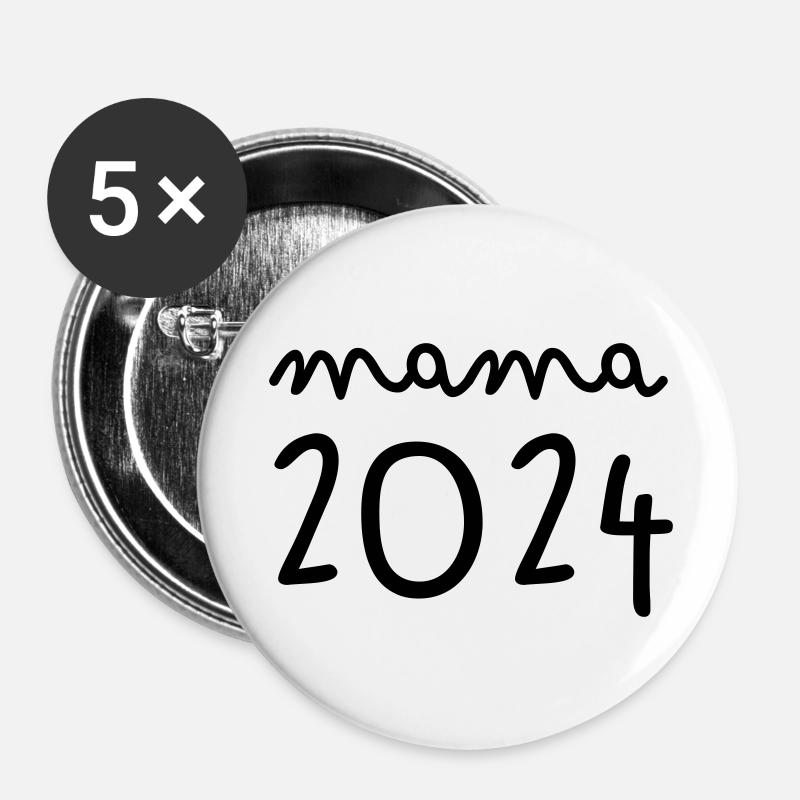 Mom 2024 - Buttons large 2.2''/56 mm (5-pack) - white
