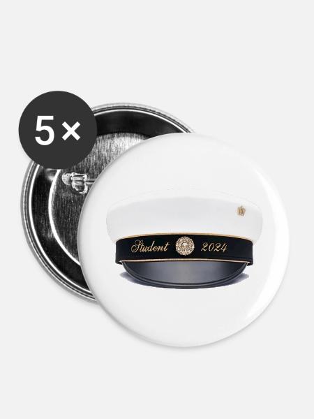 Abschlussfeier 2024 Abiturfeier - Buttons groß 56 mm (5er Pack) - Weiß